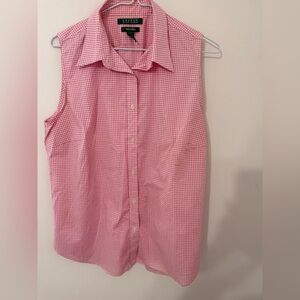 Ralph Lauren Pink Gingham Sleeveless Shirt
